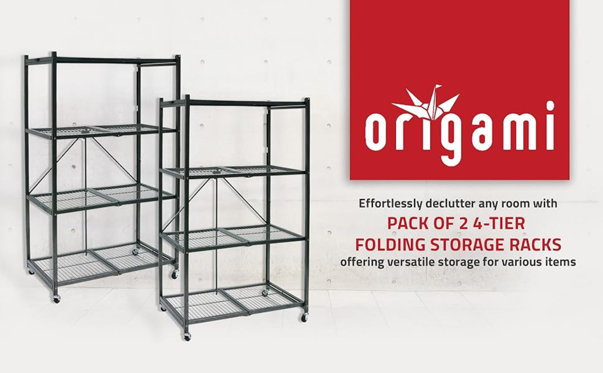 Foiding Storage Rack Origami Folding Rack Foldable Storage Shelves Unit 4 Tier Folding