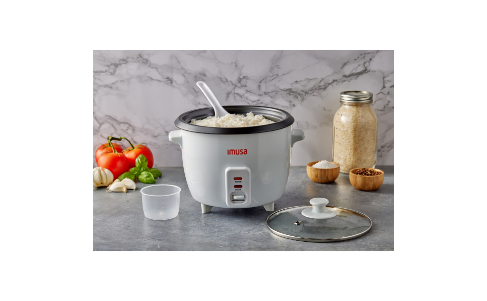 Imusa New Electric Rice Cooker with Bowl 8 Cup (Uncooked) 16 Cup