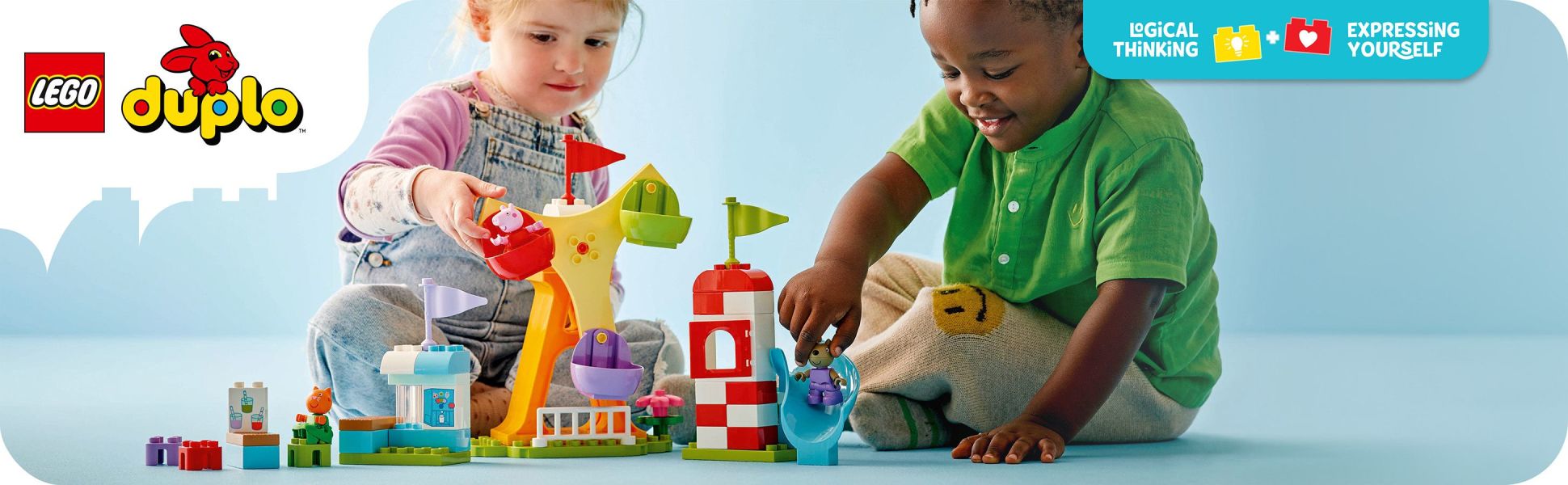 Feature-filled amusement park toy for preschool kids, with a Ferris wheel, slide toy and juice bar, sparks creative playtimes.