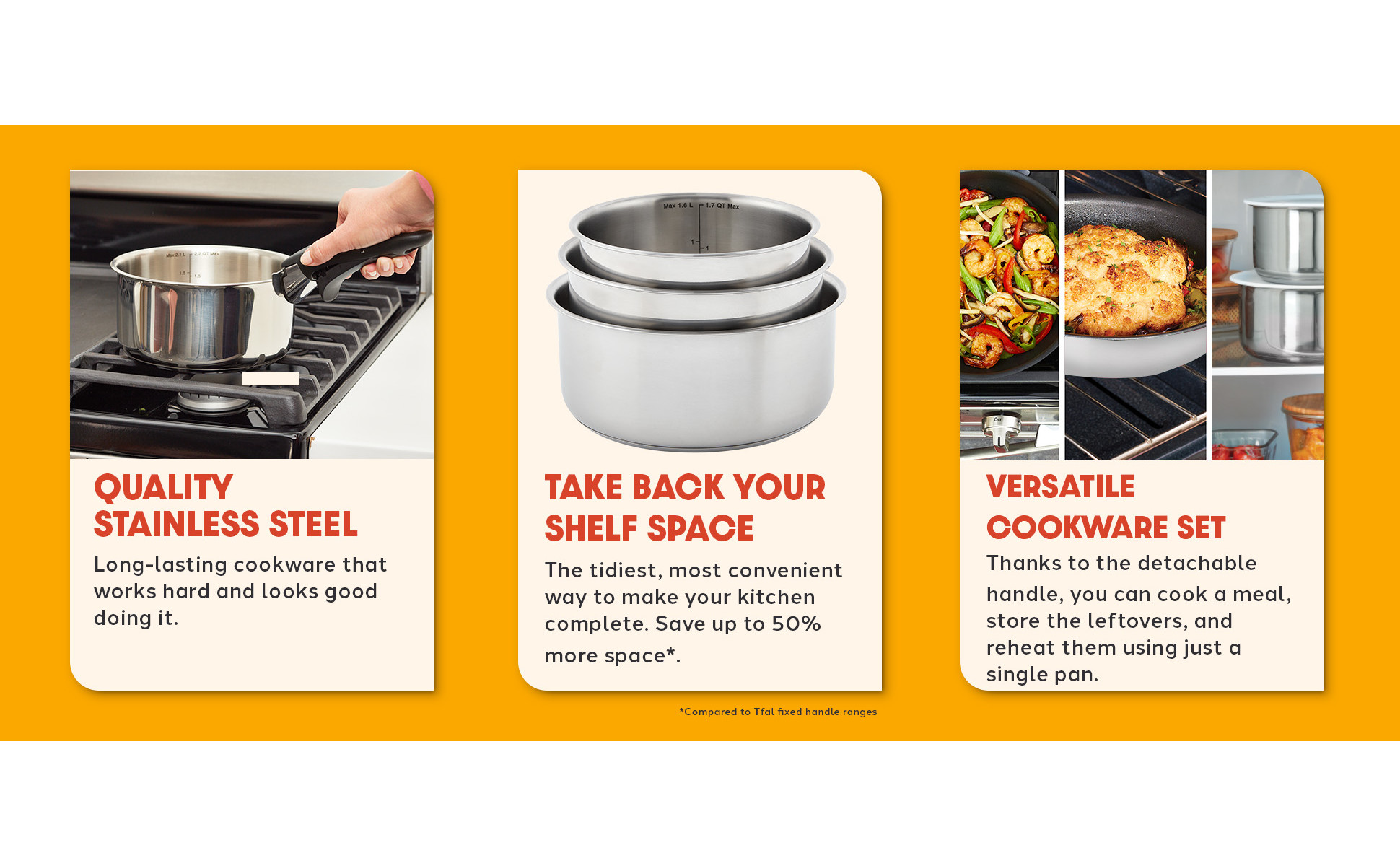 T-fal Ingenio Preference, Stainless Steel Cookware Set, 4 Piece