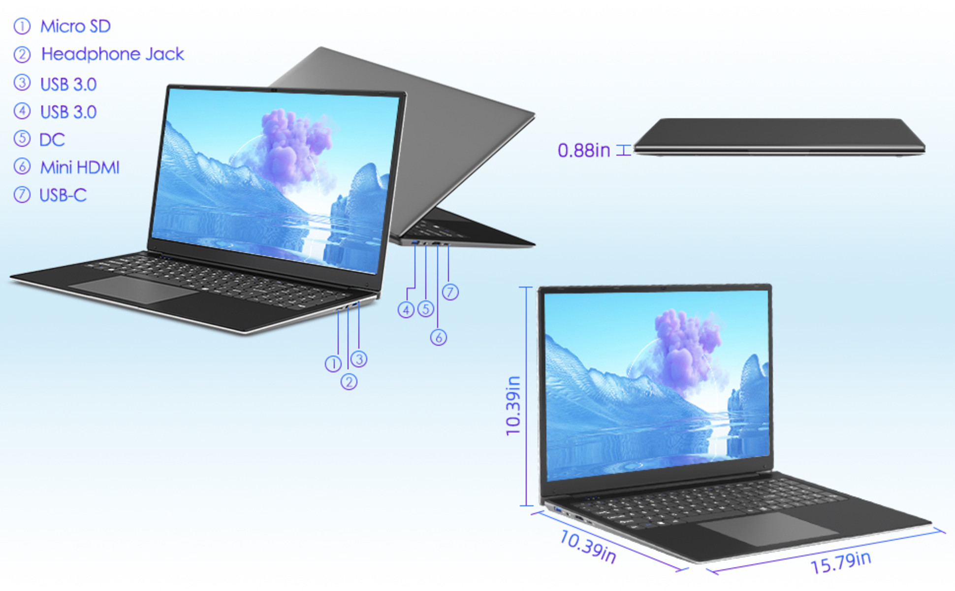  SGIN 17 Inch Laptop, Laptops with IPS Display, 4GB RAM 128GB  SSD Computer, Intel Celeron Quad Core J4105(Up to 2.5 GHz), Mini HDMI,  Webcam, Dual Wi-Fi, 512GB Expansion : Electronics