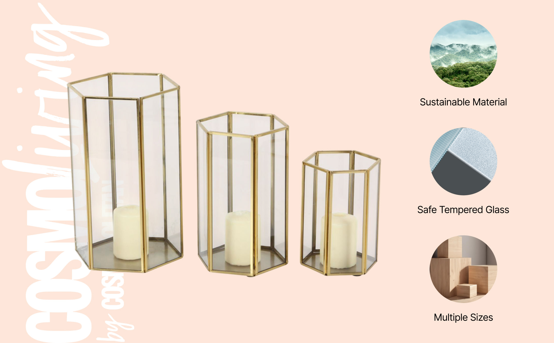 CosmoLiving by Cosmopolitan Gold Glass Decorative Candle