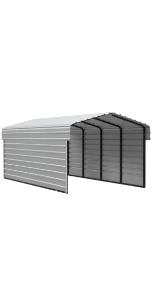 Arrow 10 x 20 x 9 ft Eggshell Steel Carport With 2 Side Wall Kit