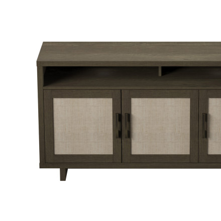 Twin Star Home Coastal TV Console with Fabric Doors for TVs up to