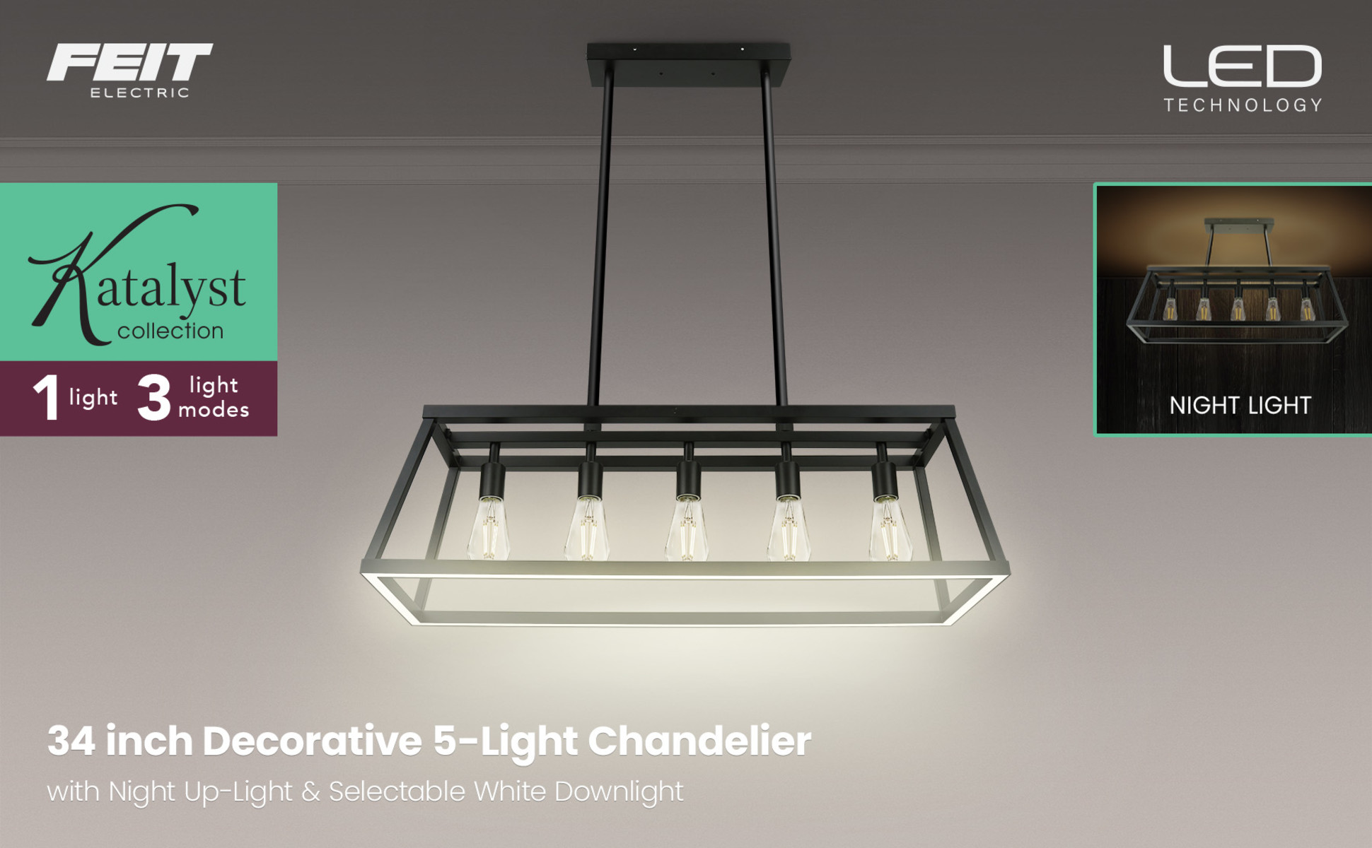 Feit Electric Katalyst 60-Watt 5-Light Matte Black Modern