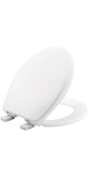 Mayfair by Bemis Affinity® Round Plastic Toilet Seat White  Never Loosens  Removes for Cleaning Slow-Close Adjustable with Extra Stability