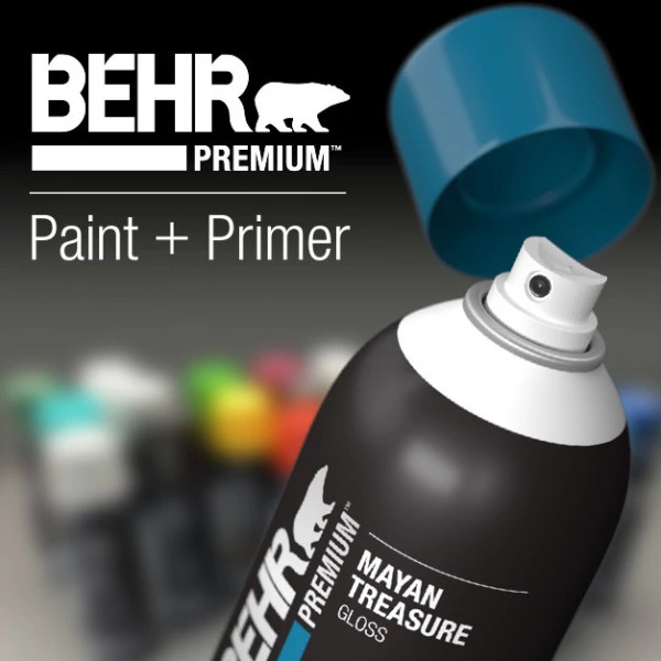 BEHR PREMIUM 12 oz. Black Satin Interior/Exterior Spray Paint and Primer  Aerosol B006844 - The Home Depot