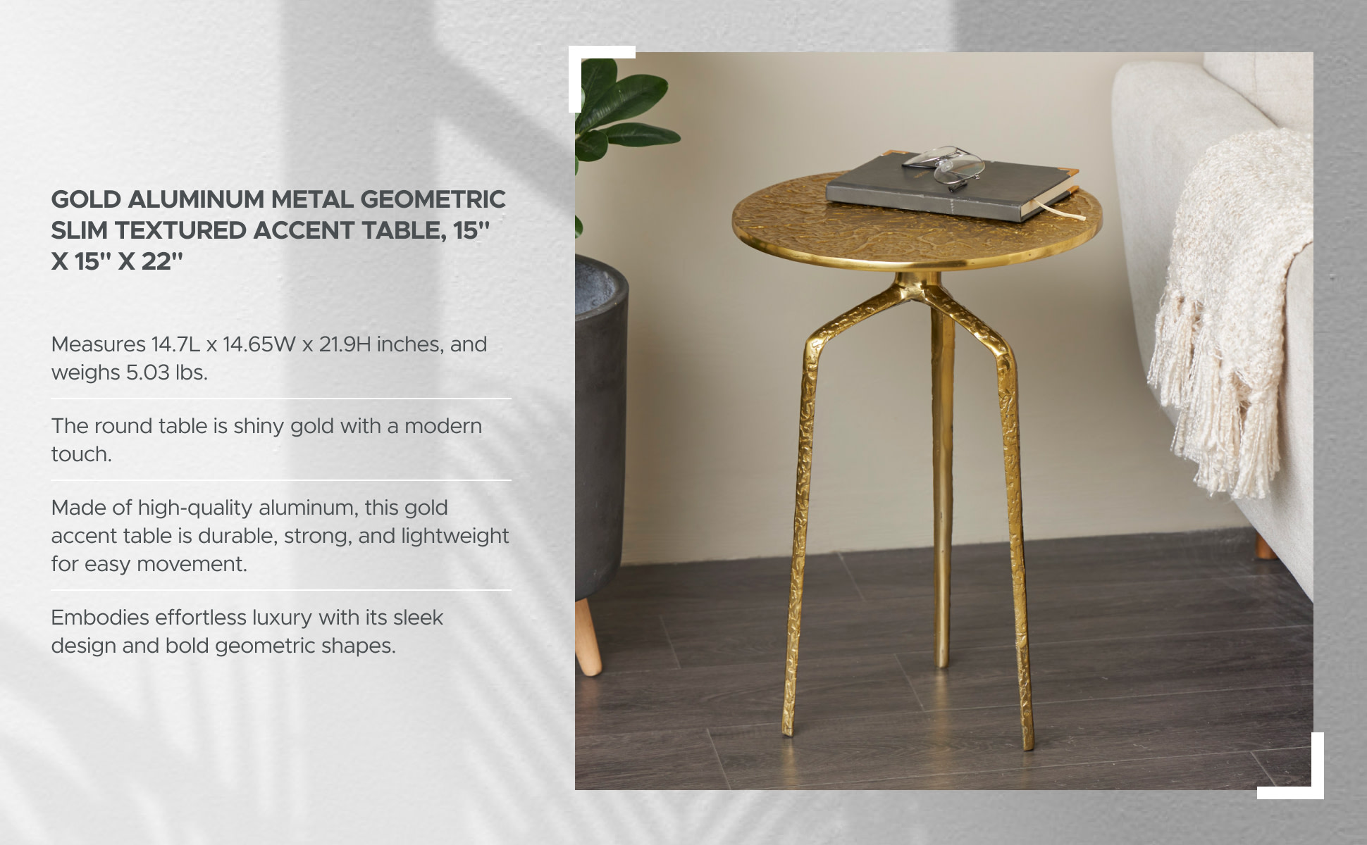 Slim gold side table hotsell