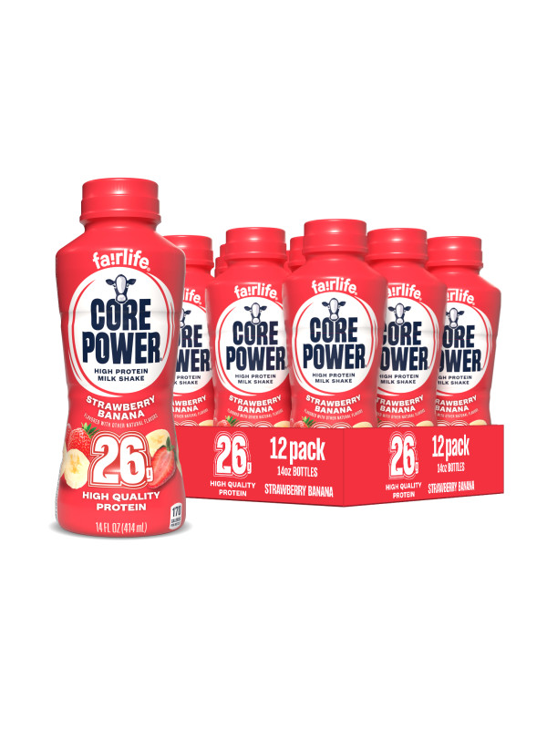 Core Power, High Protein Shake, Strawberry Banana, 14 Fl Oz, 12