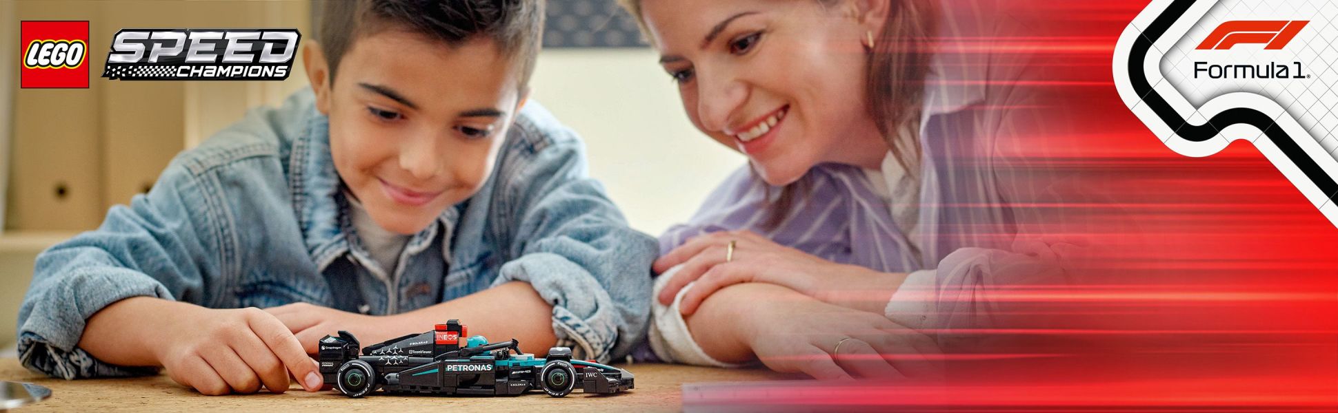 F1 fans can build, display and play with this LEGO Speed Champions Mercedes-AMG PETRONAS F1 Team Race Car toy vehicle.