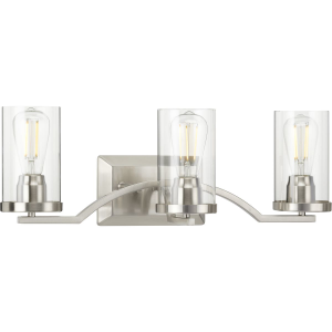 Progress Lighting Lassiter Collection 3-Light Brushed Nickel Clear ...