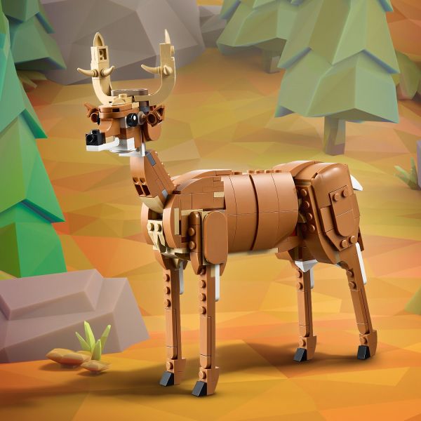 Majestic deer has a posable head, neck, hips and tail.