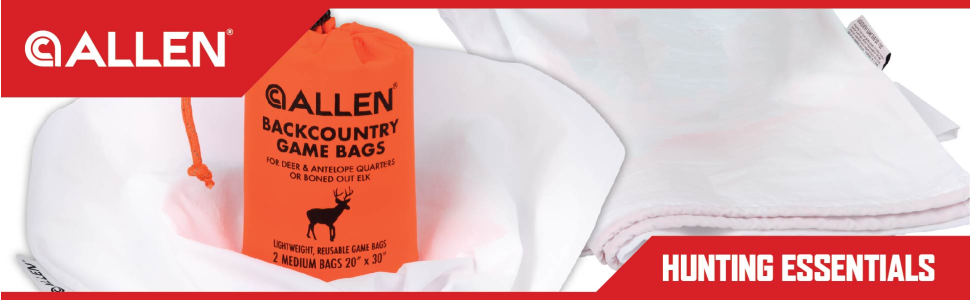 Allen Company Backcountry Hunting Meat Bags, 30L x 20W, 4-Pack, White