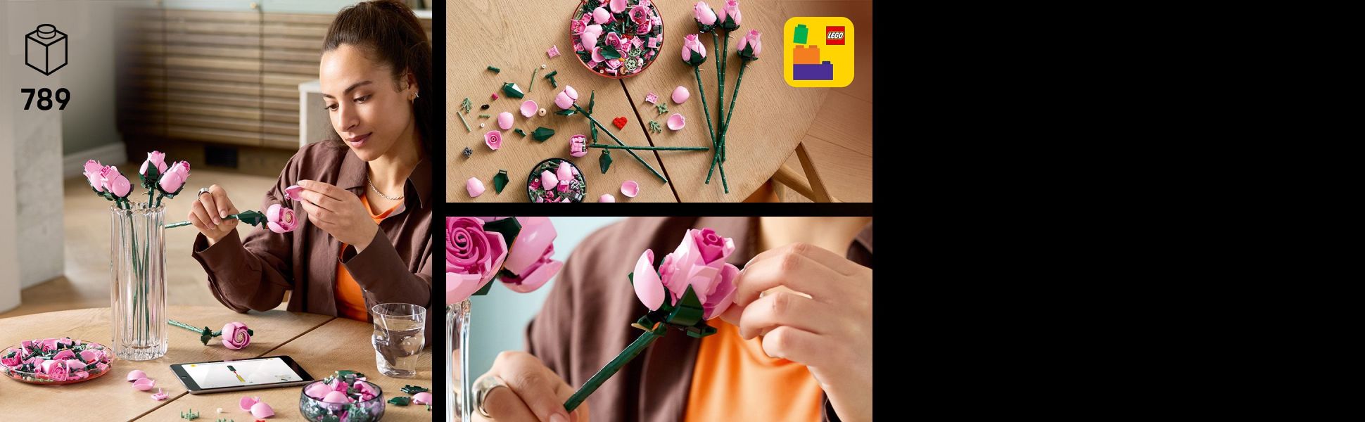 This set is available in the LEGO builder app, where budding florists can zoom and rotate their bouquets and track progress.