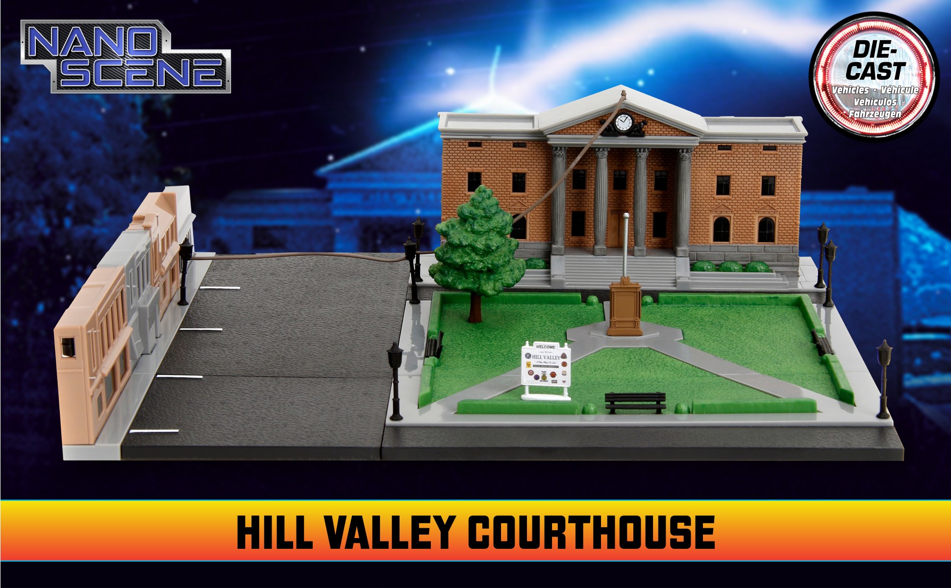 ミニカー NANO SCENE BTTF HILL VALLEY COURTHOUSE Back to the Future Hill Valley Courthouse Nano Scene | Jada Toys