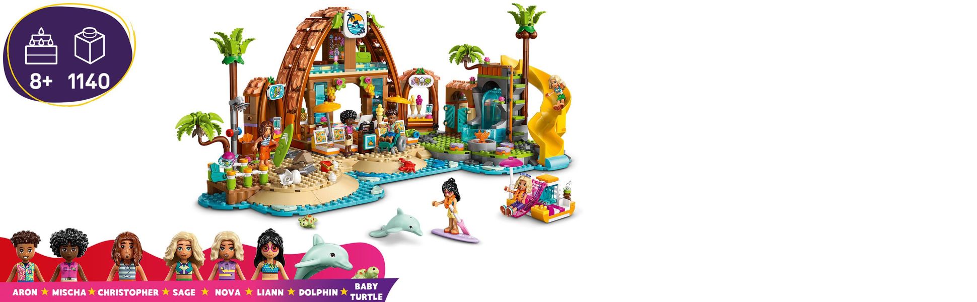 Have fun exploring the buildable paddleboat, beach scene and resort with lots of details to inspire creative storytelling.