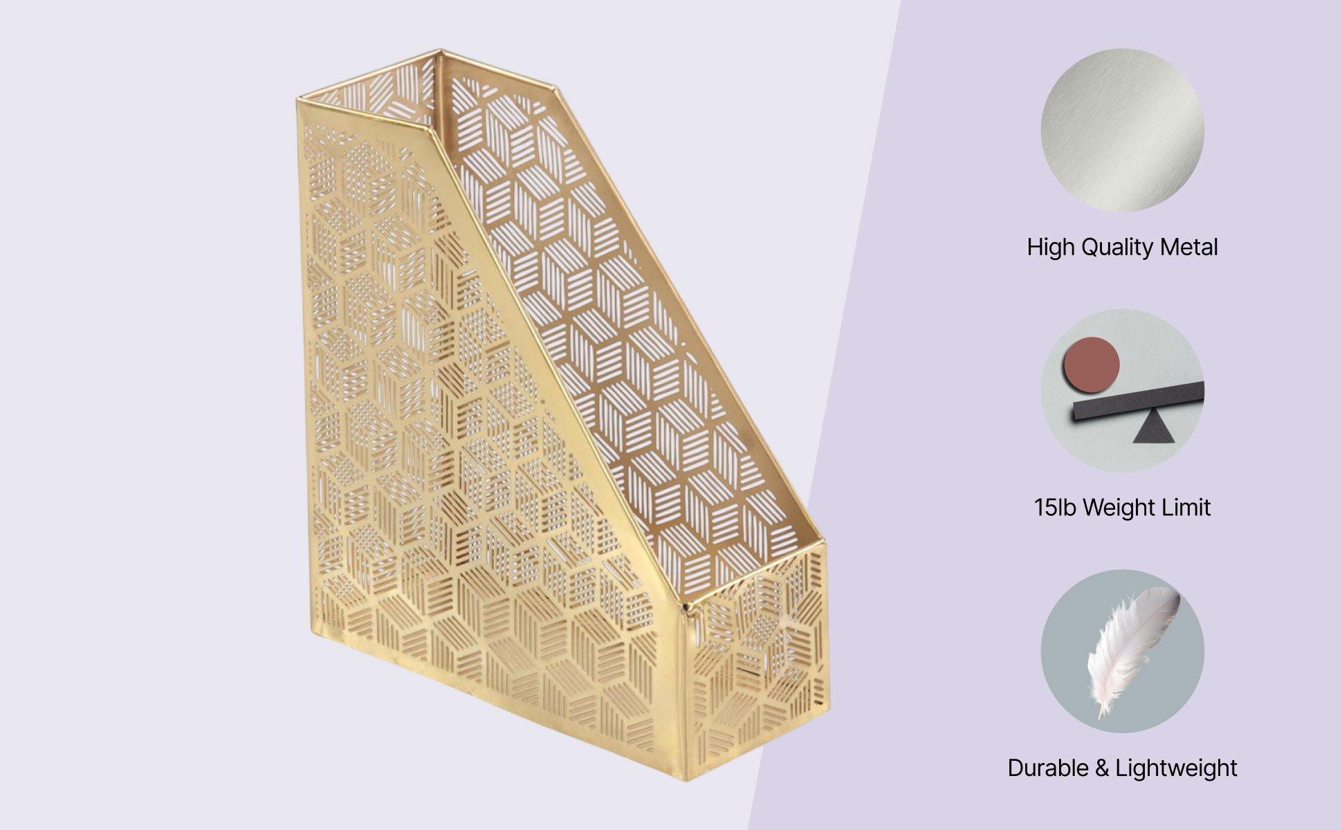 Glam Gold Metal Magazine Holder