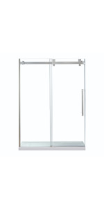 Glendale 78.75-in H x 58.25-in to 59.25-in W Semi-Frameless Bypass/Sliding Satin Nickel Shower Door (Clear Glass)