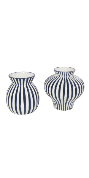 Free Shipping! DecMode Modern Blue Ceramic Vases Set of 2
