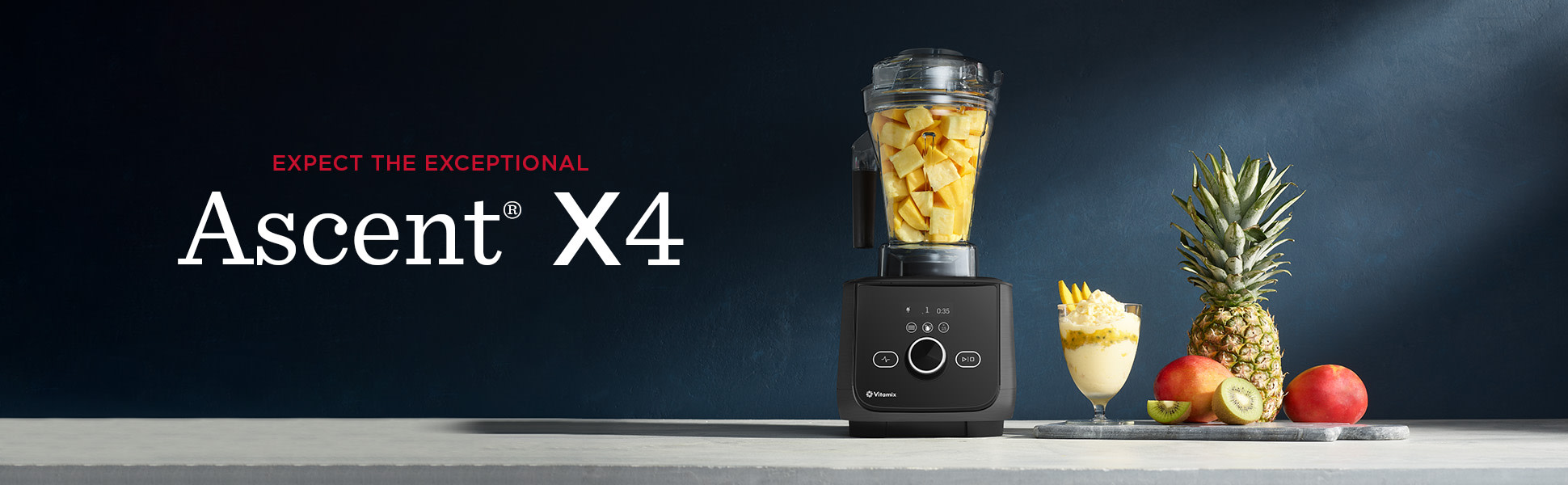 Vitamix Ascent X4 with fruit dessert