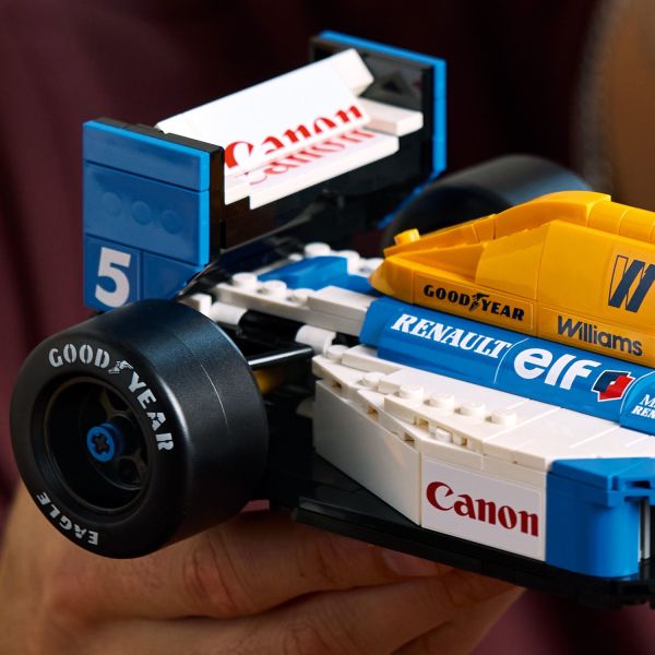Printed Goodyear lettering and wide rear slick tires.