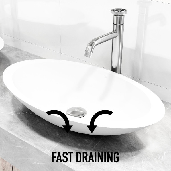 VIGO Matte Stone Wisteria Composite Oval Vessel Bathroom Sink in
