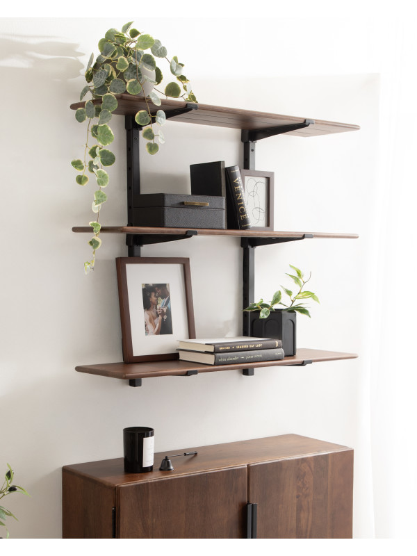 Kate and Laurel Atwood Three-Tiered Adjustable Mango Wood Wall
