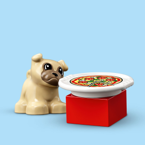 DUPLO Town Lego 10927 - Juego de soporte de pizza con figura de pizza y  perro, juguete de ladrillos grandes para niños de 2 años en adelante