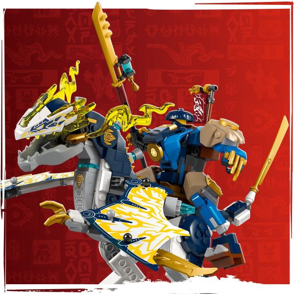 Attach the mech to the back of the robot dragon.