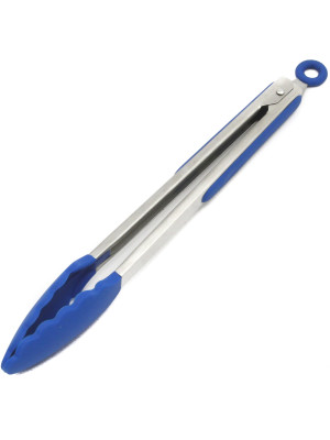 12 Commercial KITCHEN TONG- Blue Handle - Stainless Steel -Server -KOSHER  Color MARKING
