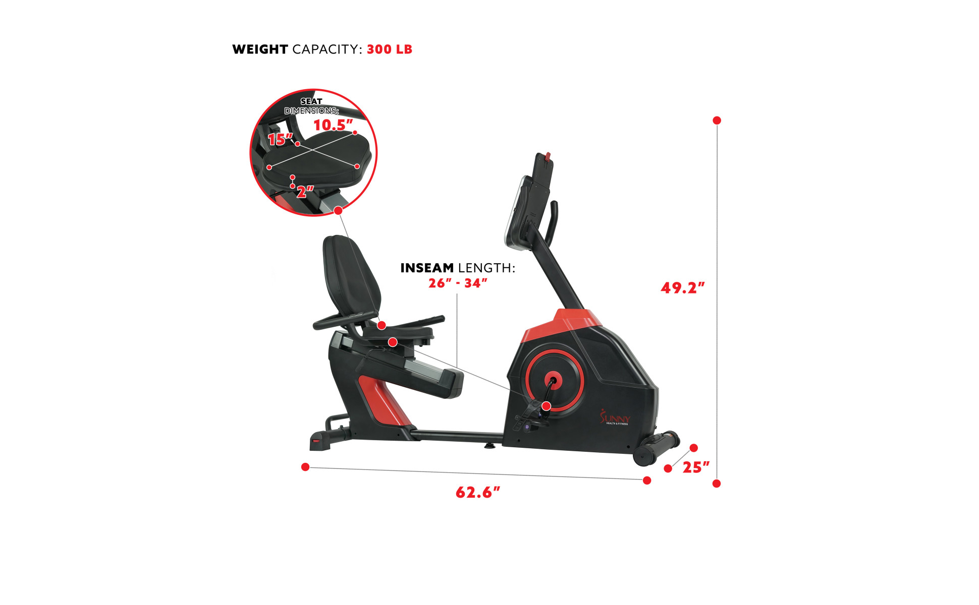 Sunny Health Fitness Evo Fit Cardio Recumbent Bike SF RB4954