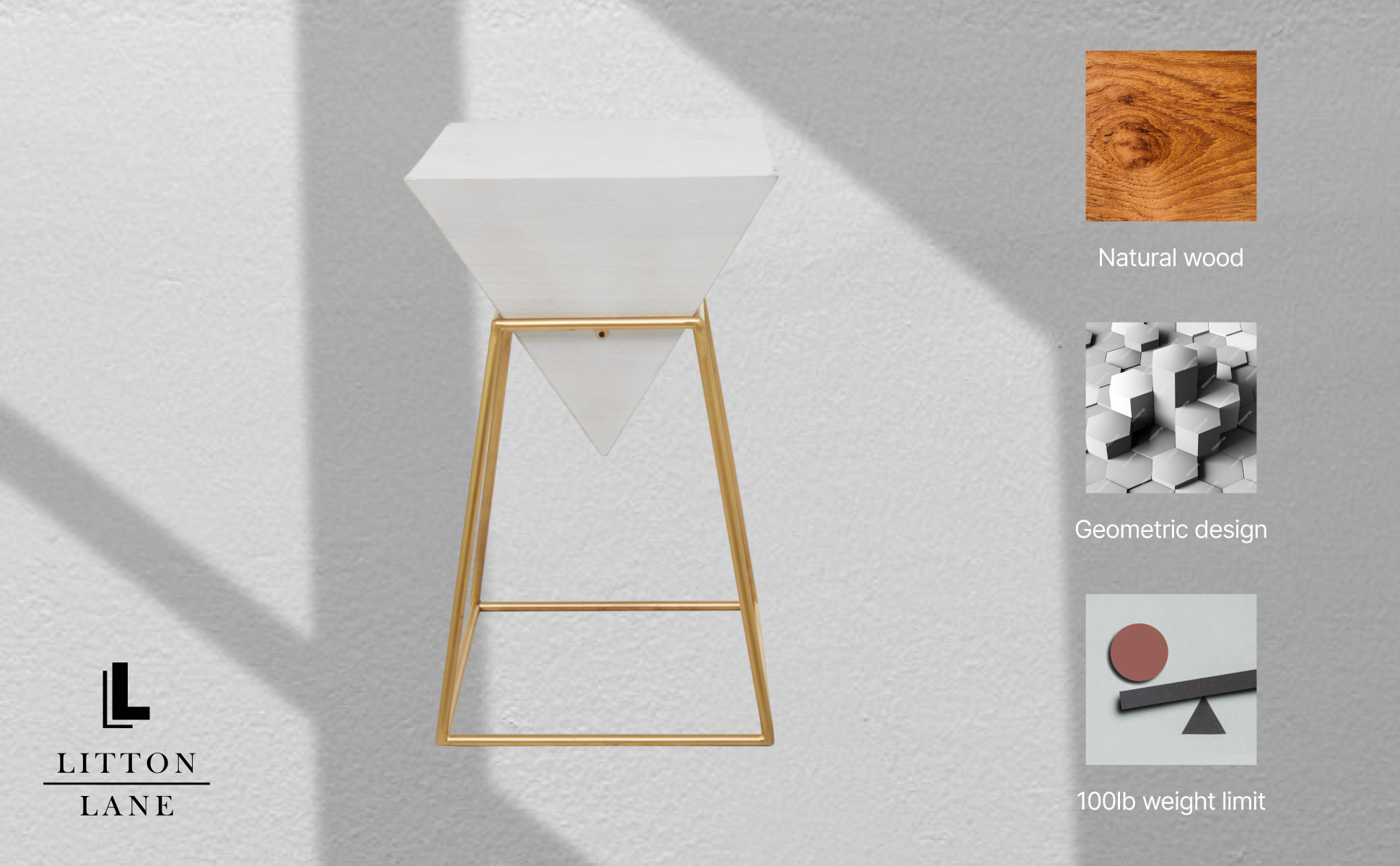 Litton Lane 14 in. White Inverted Pyramid Geometric Large