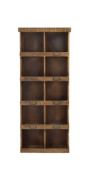 Decmode Farmhouse Wooden Wall Shelf with Drawers and Hooks, 23