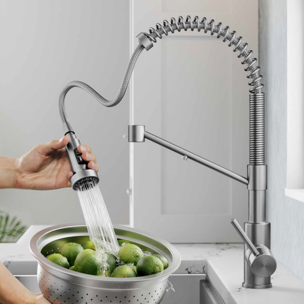 KRAUS Bolden Single Handle Pull-Down Kitchen Faucet and Purita