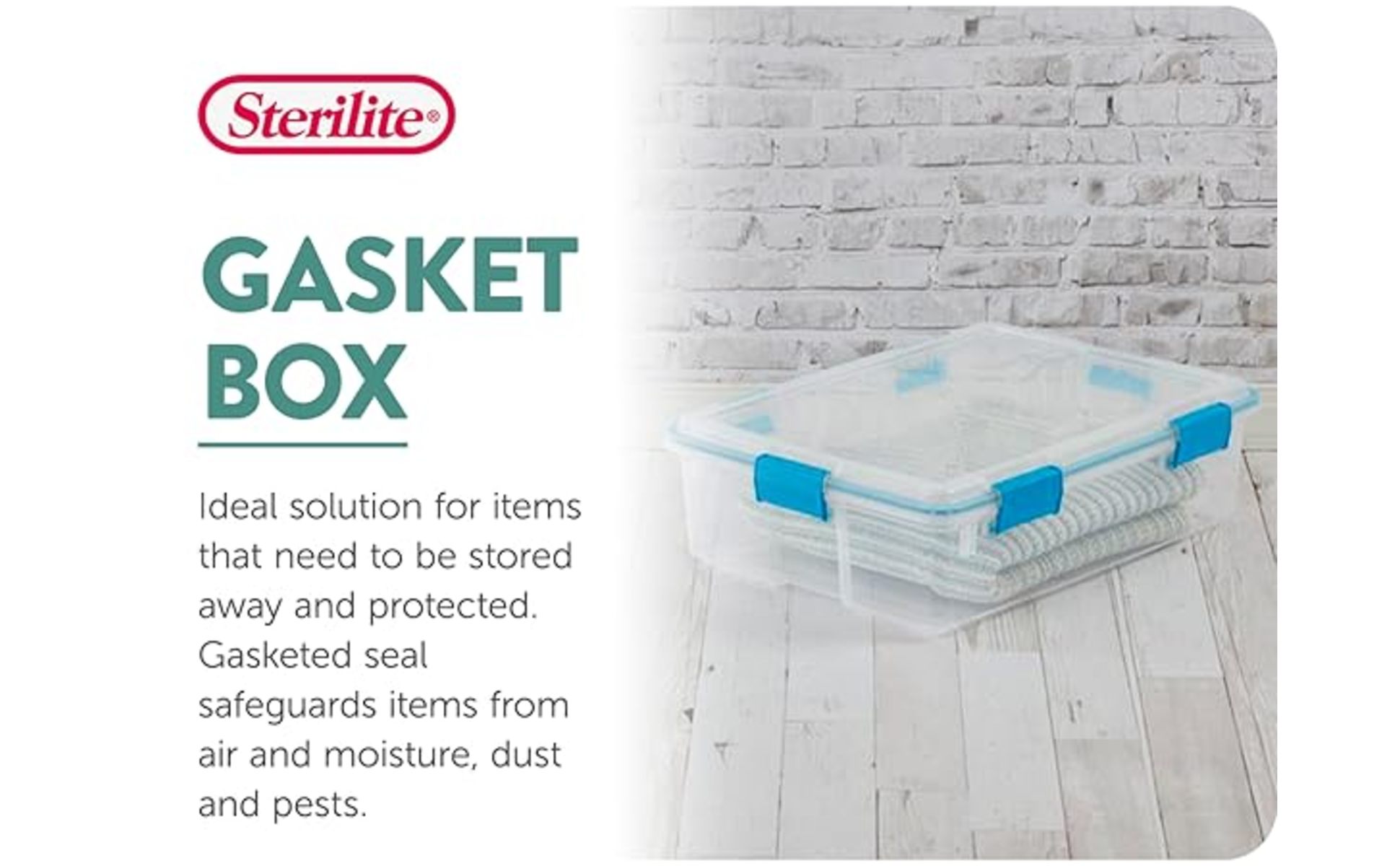 Sterilite 37 Qt. Thin Latched Gasket Plastic Storage Bin Tote in