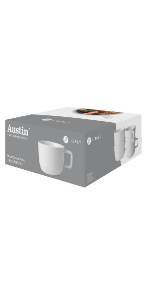 Libbey Austin 17.5oz Coffee Mug, Set of 4, White