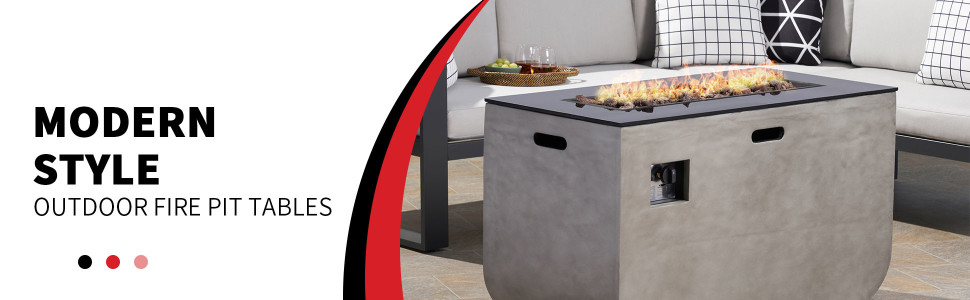 Ainsley outdoor modern concrete deals propane fire pit table