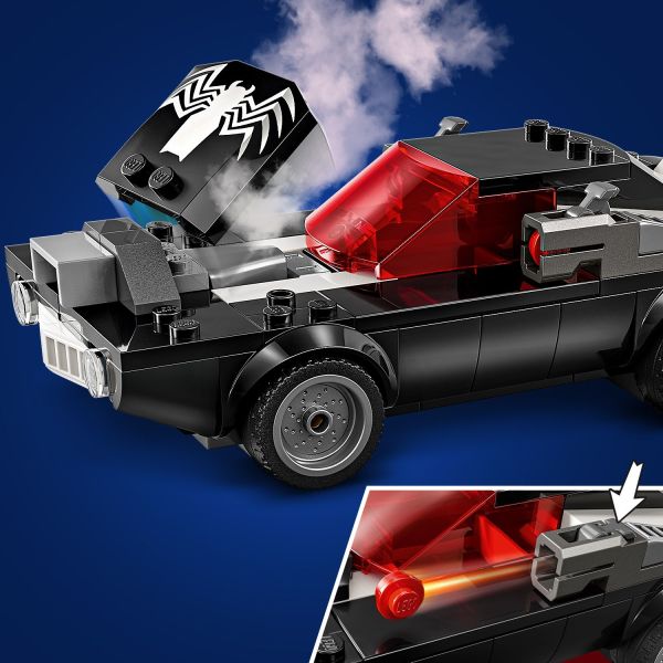 The car has 2 shooters, an engine and an opening cockpit.