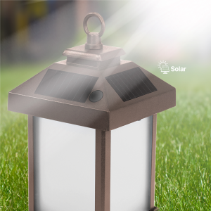 Feit Electric 3010303 4 in. Onesync Solar Power Metal Square Hanging Pathway Light Bronze