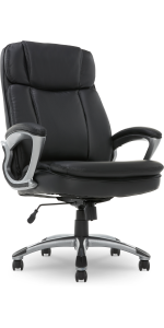 Serta Fairbanks Bonded Leather Big & Tall Executive Office Chair with Arms, 350 lb. Capacity, Black