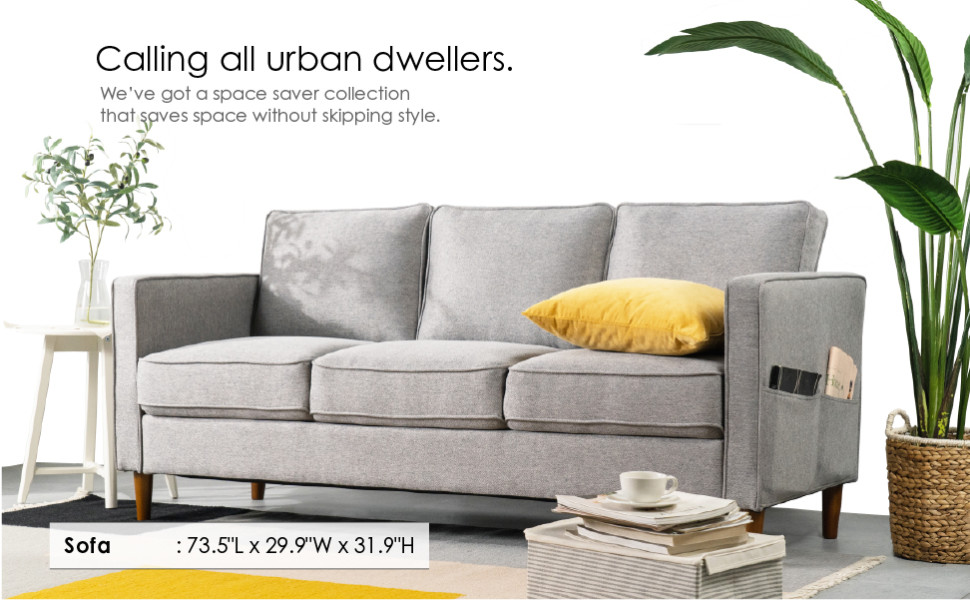 HANA Sofa : Sand Grey Linen – Mellow Home