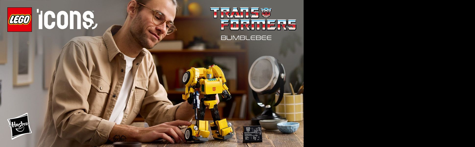 Celebrate a beloved cinematic legend with this LEGO Icons Transformers Bumblebee building project for adults.