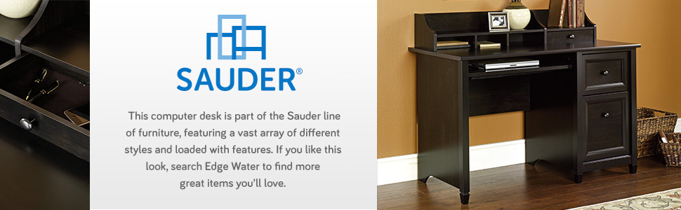 Sauder® Edge Water 59W Computer Desk, Estate Black