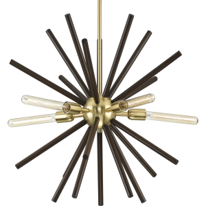 Progress Lighting Thorpe Collection 5-Light Satin Brass Mid-Century ...