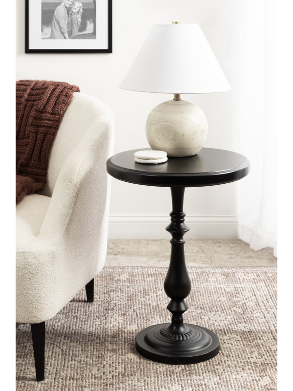 Mesa Auxiliar Redonda Kate And Laurel Wixley - Madera Y Metal, 18" Diámetro X 25" Alto, Color Marrón Avellana Y Gris