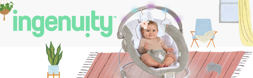InLighten by Ingenuity Twinkle Tails Vibrating Infant Baby Bouncer