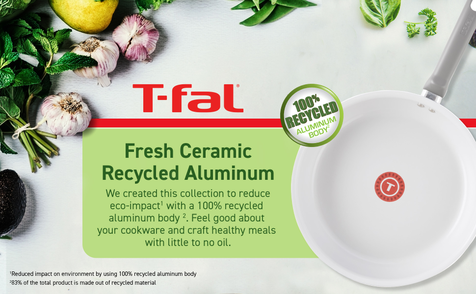 T-fal Fresh Simply Cook 8 And 10.5 Ceramic Recycled Aluminum Fry