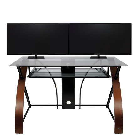 Bell'O Curved Wood Computer Desk with Keyboard Tray, 30 inch H - CD8841