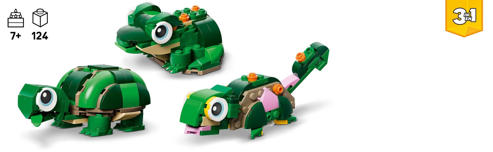 Animal-loving kids ages 7 and up can enjoy a rewarding build before playing out exciting stories with 3 posable LEGO animal toys.
