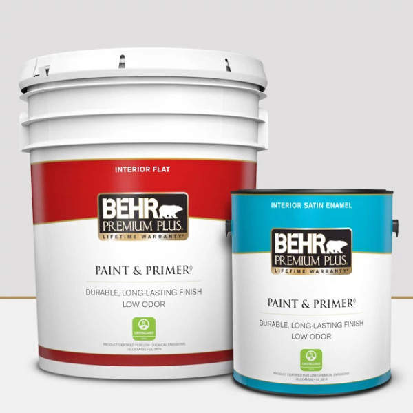 BEHR PREMIUM PLUS 5 gal. #430A-2 Seafoam Spray Flat Low Odor Interior Paint  & Primer 105005 - The Home Depot